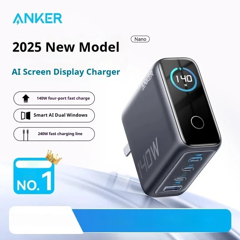 Anker Zolo GaN Charger AI Display Screen 140W Four-Port Fast Charge Mobile Phone Chargers Portable Phone Power Adaptor Original