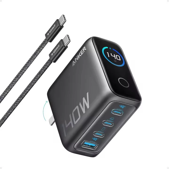Anker ZOLO 140W GaN 4-Port Electric Charger B2697 for PPS Laptop Anker Laptop Charger (140W, 4-Port, PD 3.1) with USB-C Cable