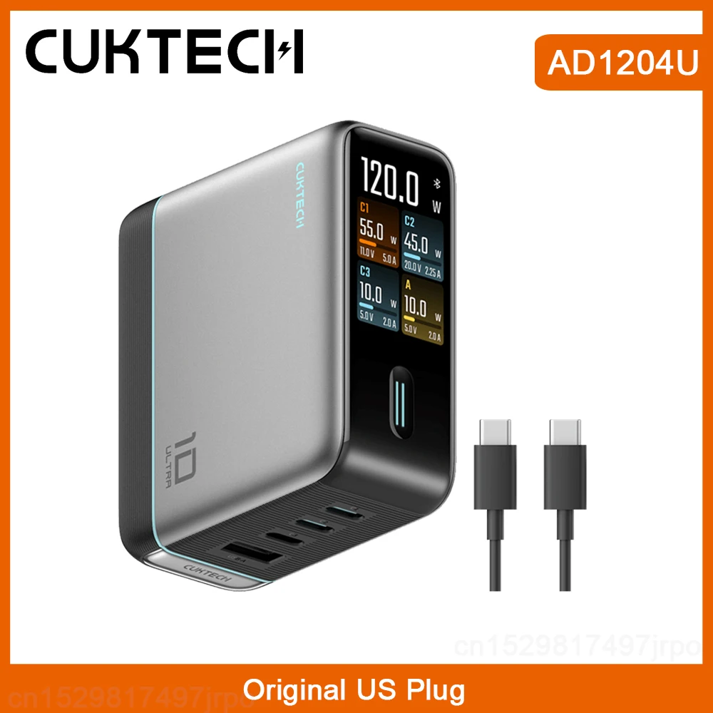 New CUKTECH 10 Super Charger Ultra AD1204U 120W 100 MAX Portable GaN Charger For Xiaomi Samsung iPhone MacBook Mi Home APP Mijia