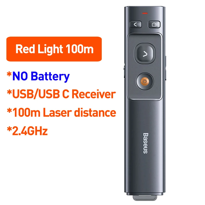 Baseus Presenter Wireless Pointer Flip pen Universal  Remote Controller for Mac Win Projector Powerpoint Presenter Presentation