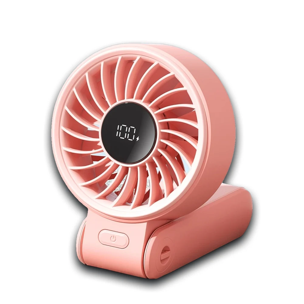 JISULIFE Portable Handheld Fan with LED Display 5 Speeds 5000mAh 150°Folded Multifunction Personal Fan Lightweight Convenient