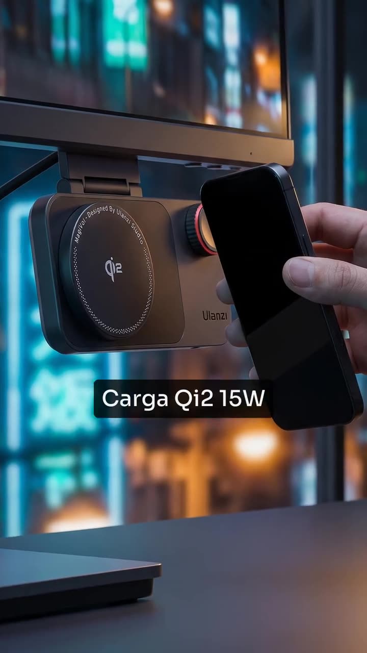 Ulanzi CW15 Wireless Charger Qi2 15W Fast Charging StandBy Ready Instant Magnetic Snap Multimedia Smart Dial Control for Studio